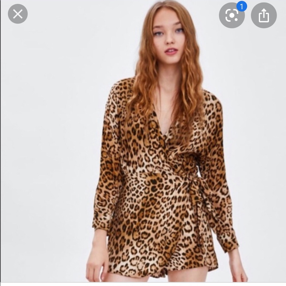 EUC ZARA leopard print romper